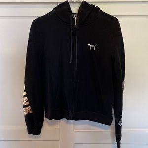 PINK Black Zip Up Hoodie